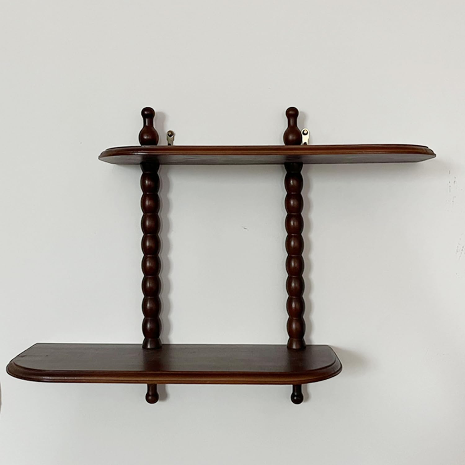 FRIADE 2-Tier Floating Shelf with Roman Columns Dark Brown