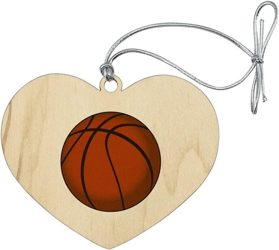 Basketball Ball Heart Wooden Christmas Ornament