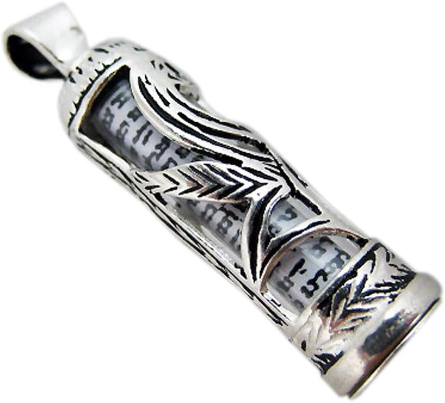 925 Sterling Silver Mezuzah Pendant with Shema Scroll