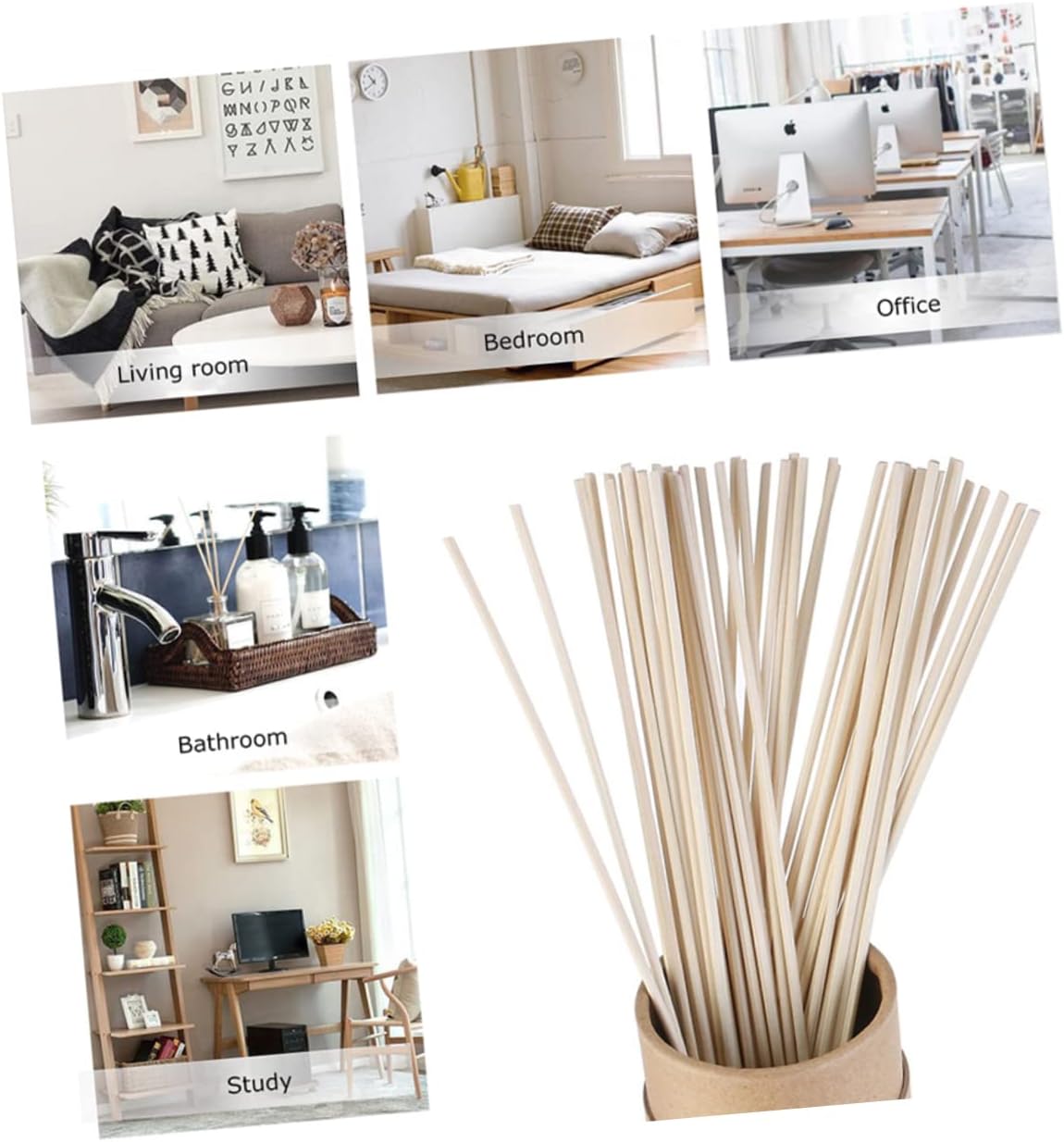Garneck 100pcs Natural Rattan Diffuser Sticks for Home Aromatherapy