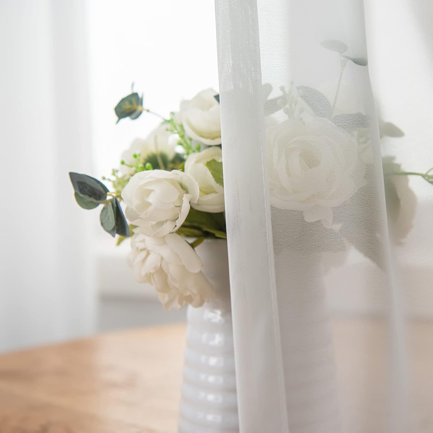 Lugotal Off White Sheer Curtain Panel 96 Inches Long