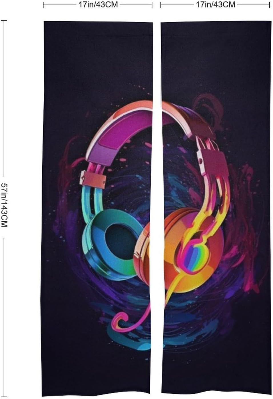 Color Gradient Music Door Curtain 57x17 Inches