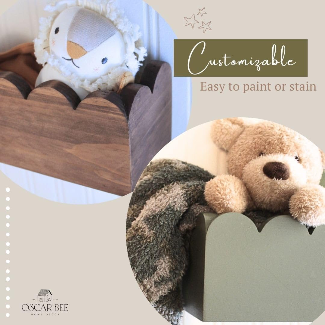 Set of 2 Scalloped Floating Bookshelves for Kids Room