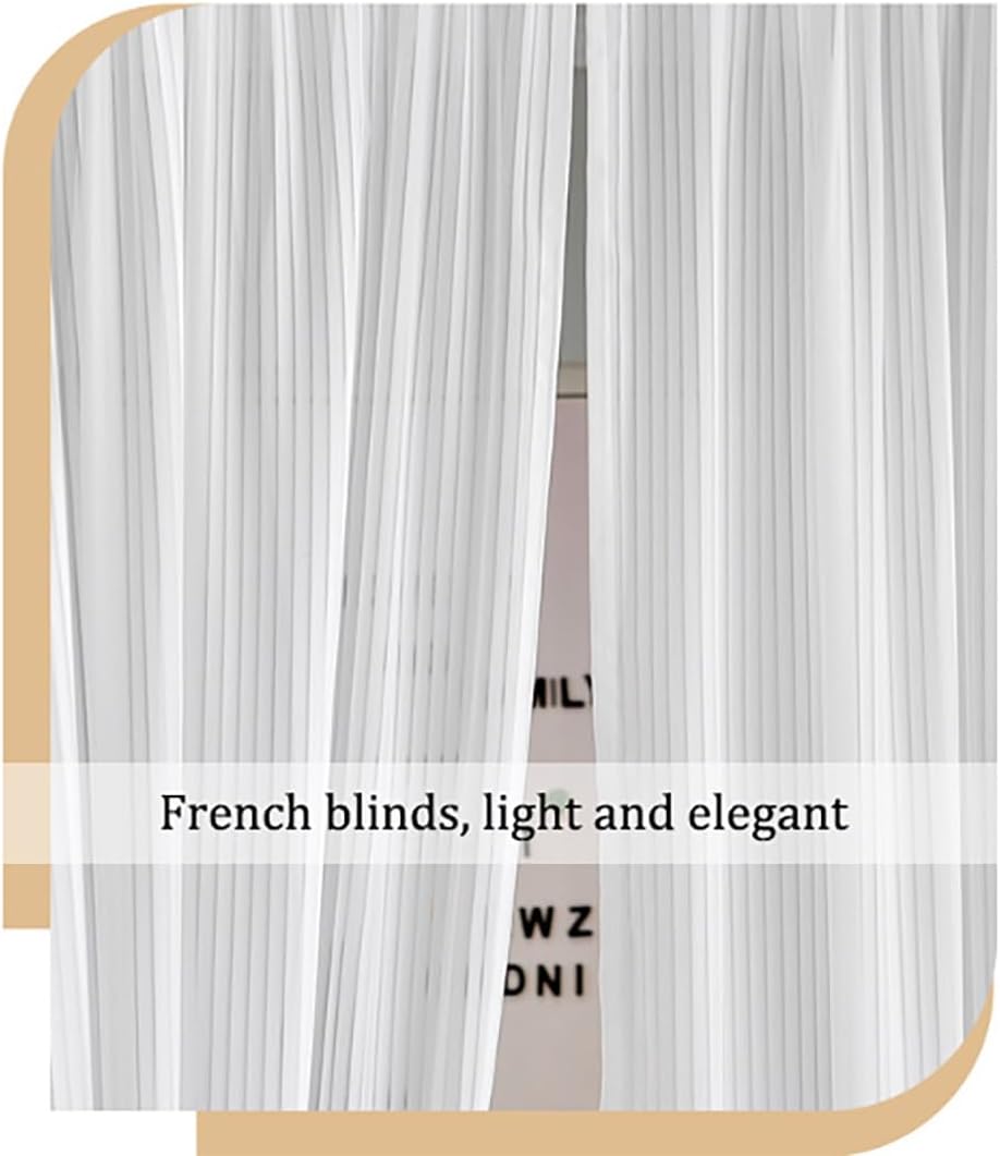 White Semi Sheer French Door Curtains 2 Pieces