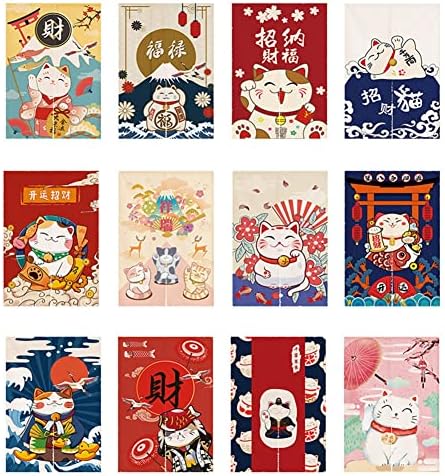 Japanese Noren Door Curtain with Maneki Neko Lucky Cat Design