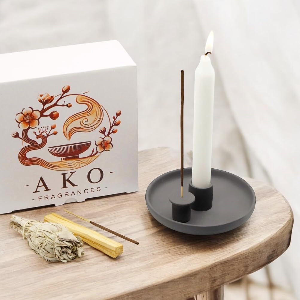 4 in 1 Incense Burner Holder - Matte Black Ceramic