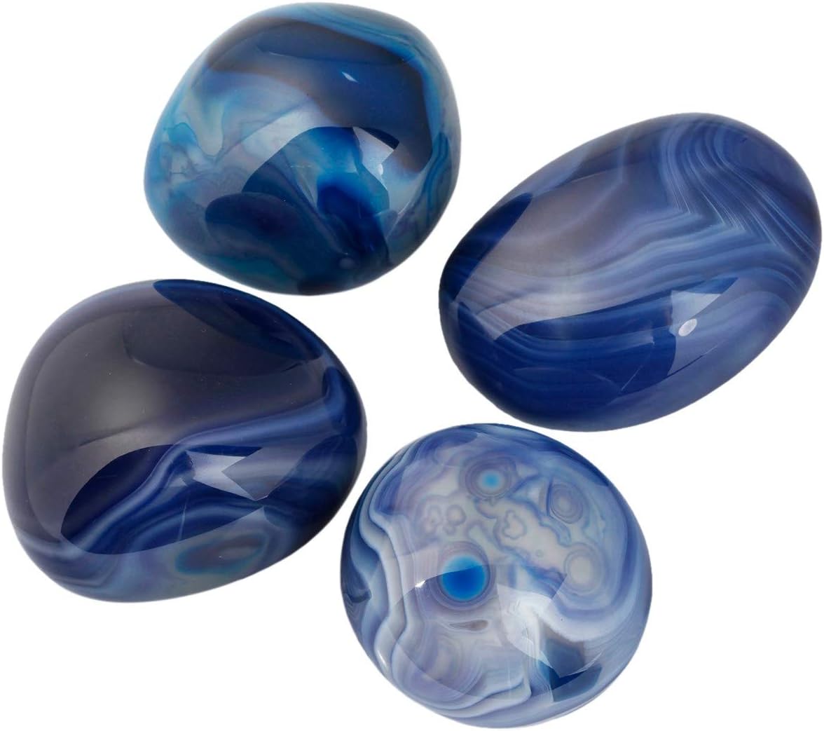 Nupuyai Natural Tumbled Blue Agate Worry Stones