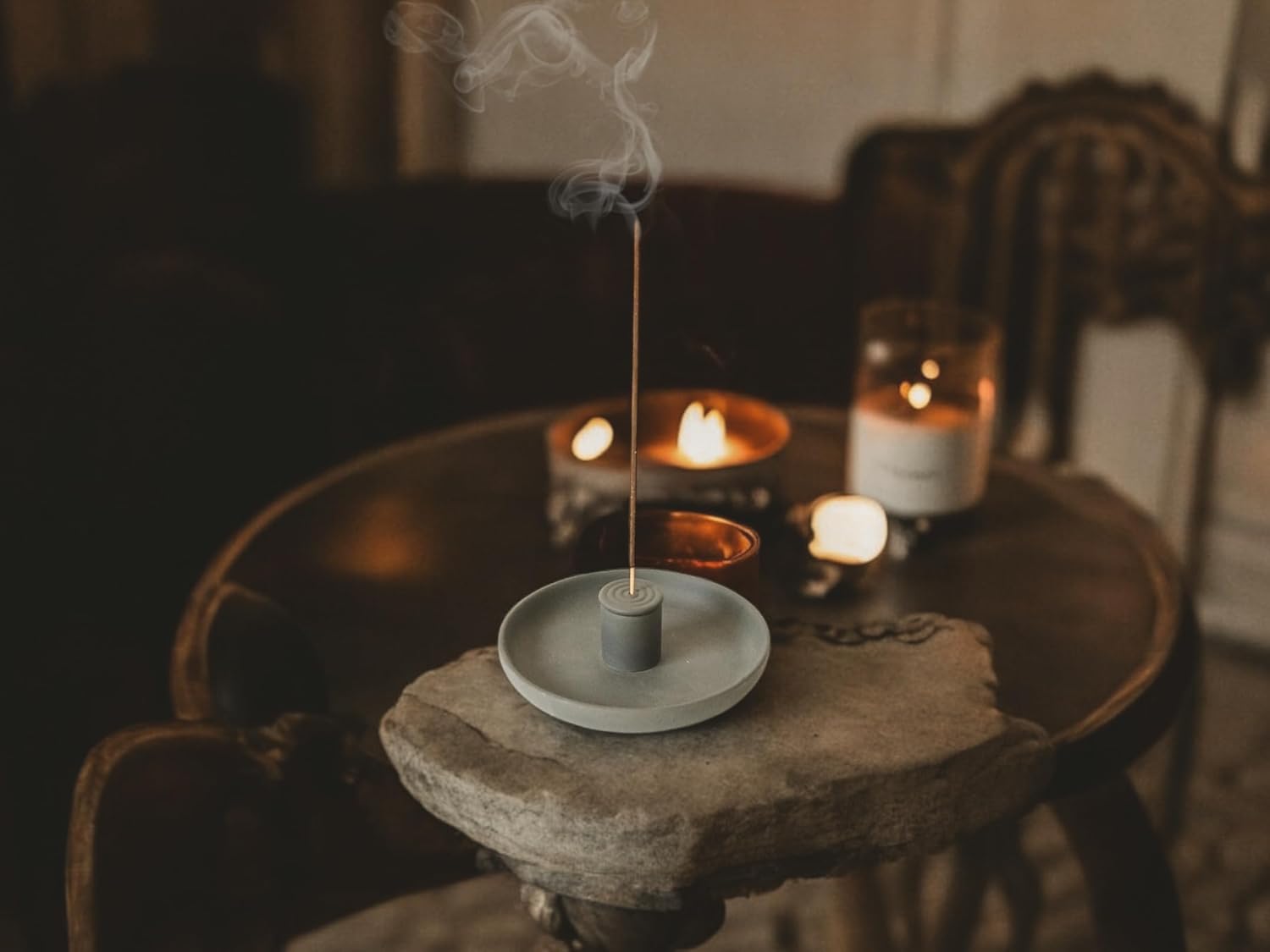 4 in 1 Incense Burner Holder - Matte Black Ceramic