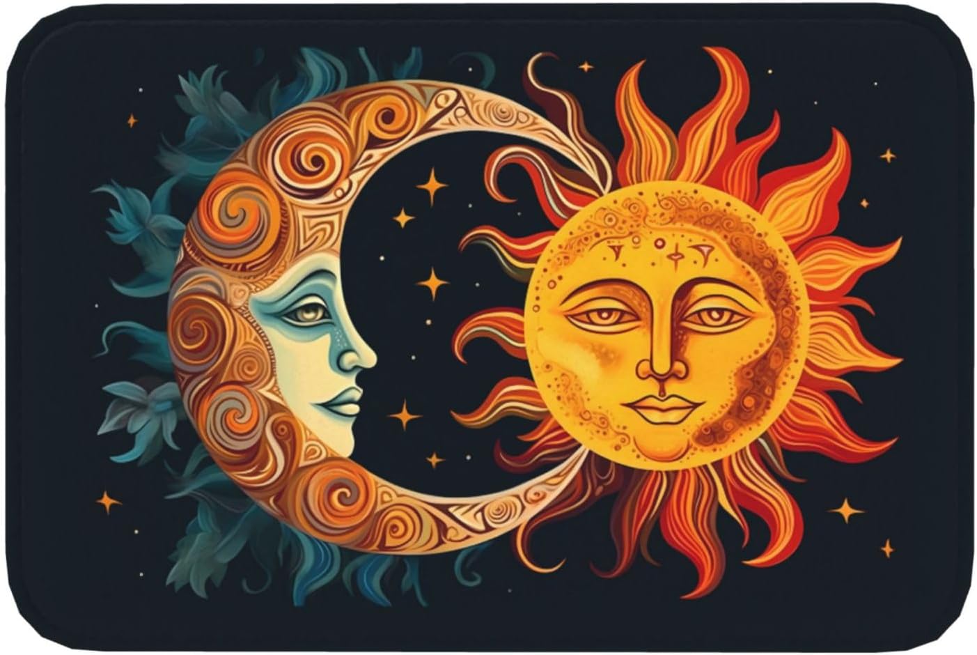 Stars and Sun Moon Welcome Door Mat 16x24in