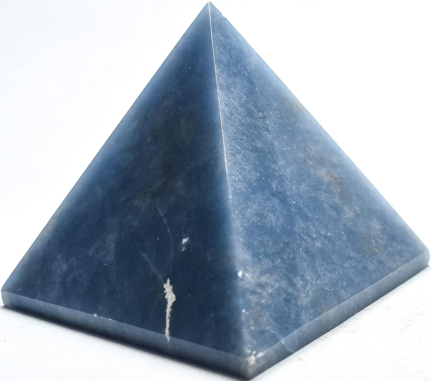 Blue Angelite Pyramid 21 Natural with Clear Quartz Cabochon