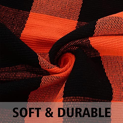 Fall Outdoor Orange Black Plaid Rug 28x43 Inches