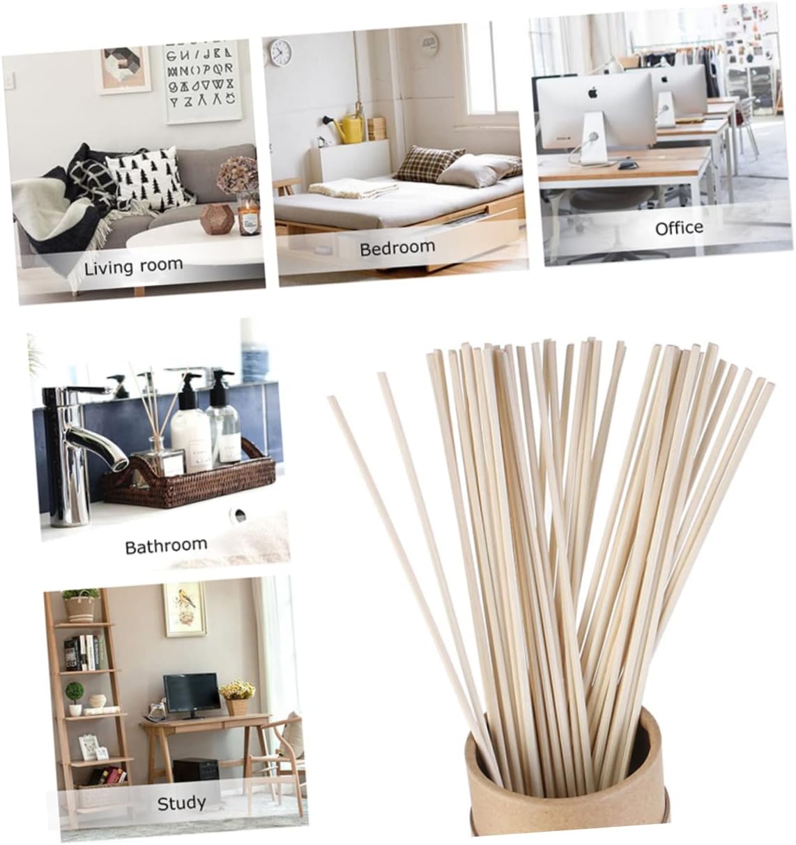 DECHOUS Essential Oil Diffuser 30pc Rattan Sticks Set