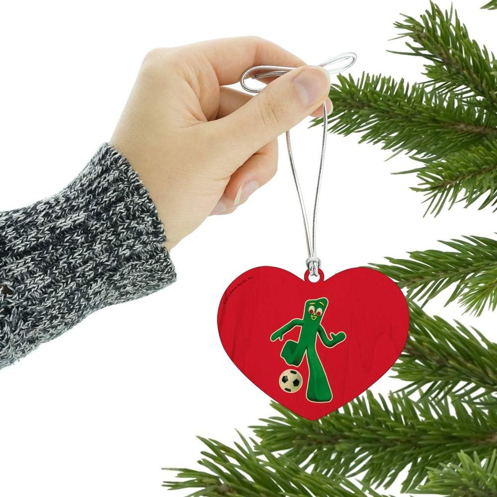 GRAPHICS MORE Soccer Ball Player Heart Love Wooden Christmas Ornament
