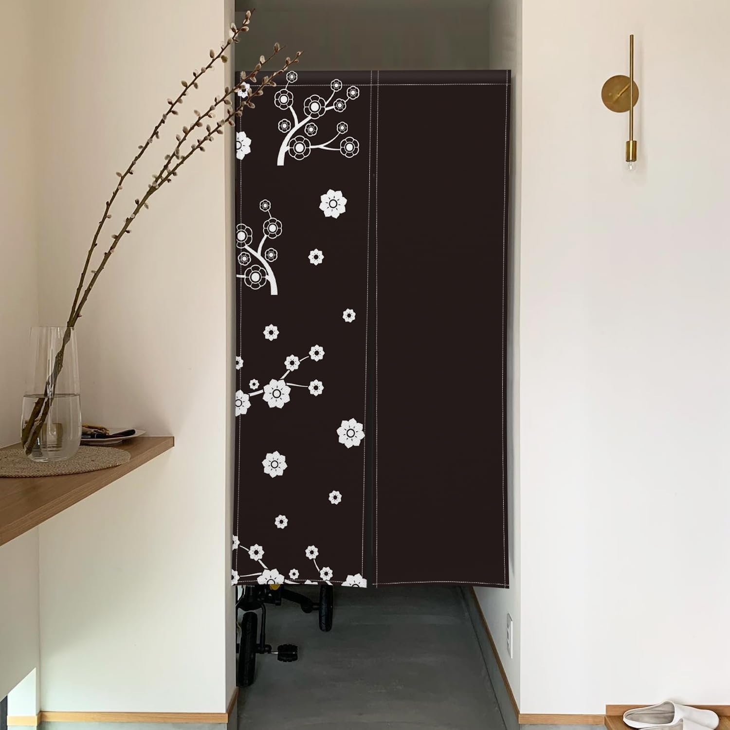 Japanese Noren Door Curtain with Cartoon Flower Pattern