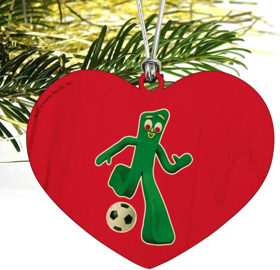 GRAPHICS MORE Soccer Ball Player Heart Love Wooden Christmas Ornament