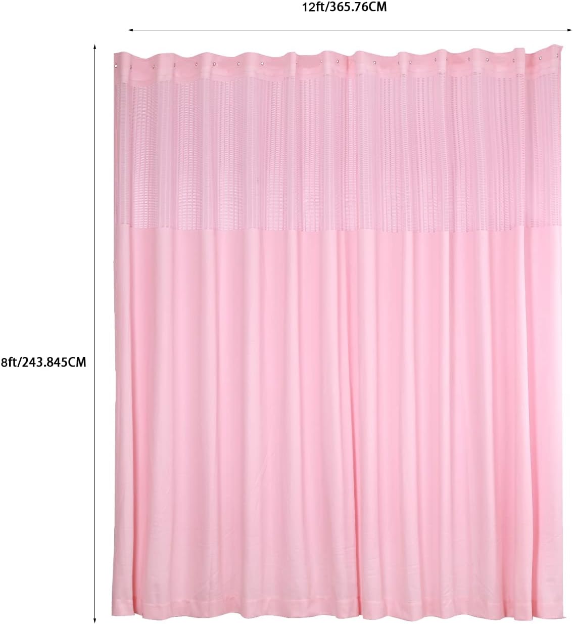 TFCFL 12ft x 8ft Privacy Curtain with Mesh Top and 24 Hooks