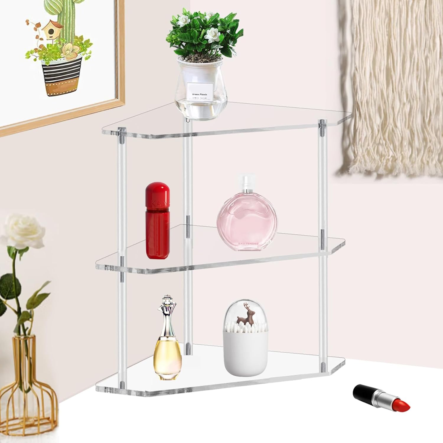 Tasybox 2 Tier Corner Shelf for Bathroom Kitchen Office