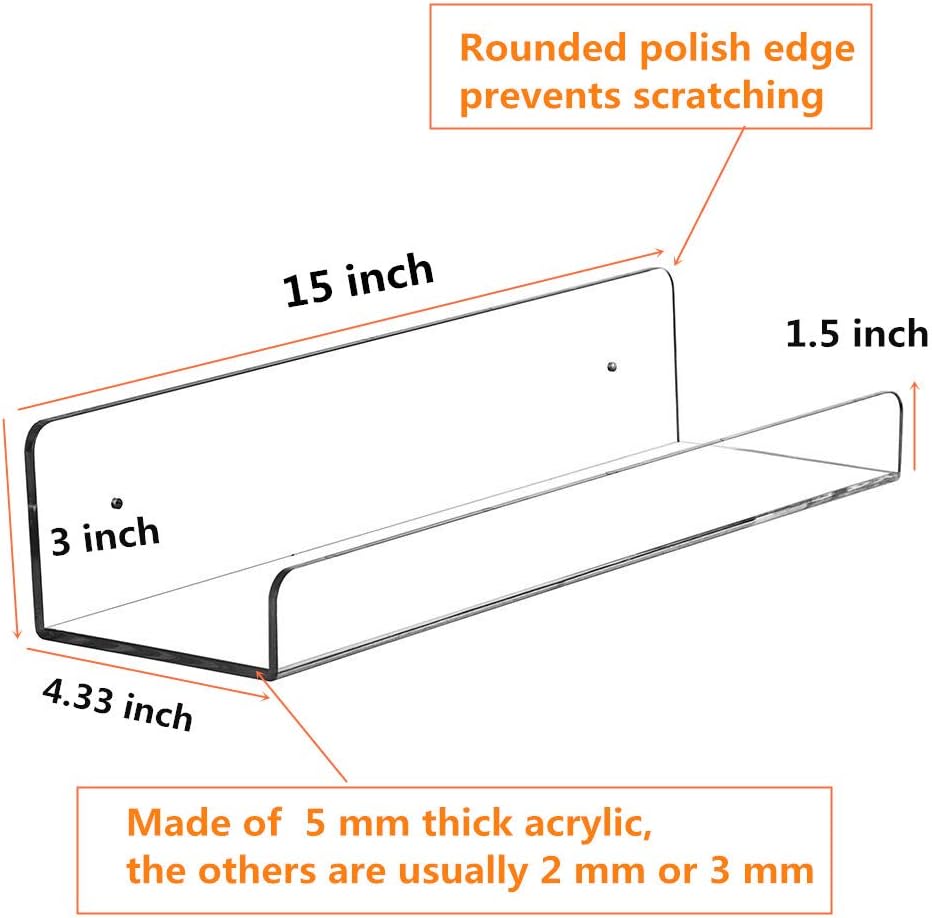 CY Craft Clear Acrylic Floating Shelves Set of 4