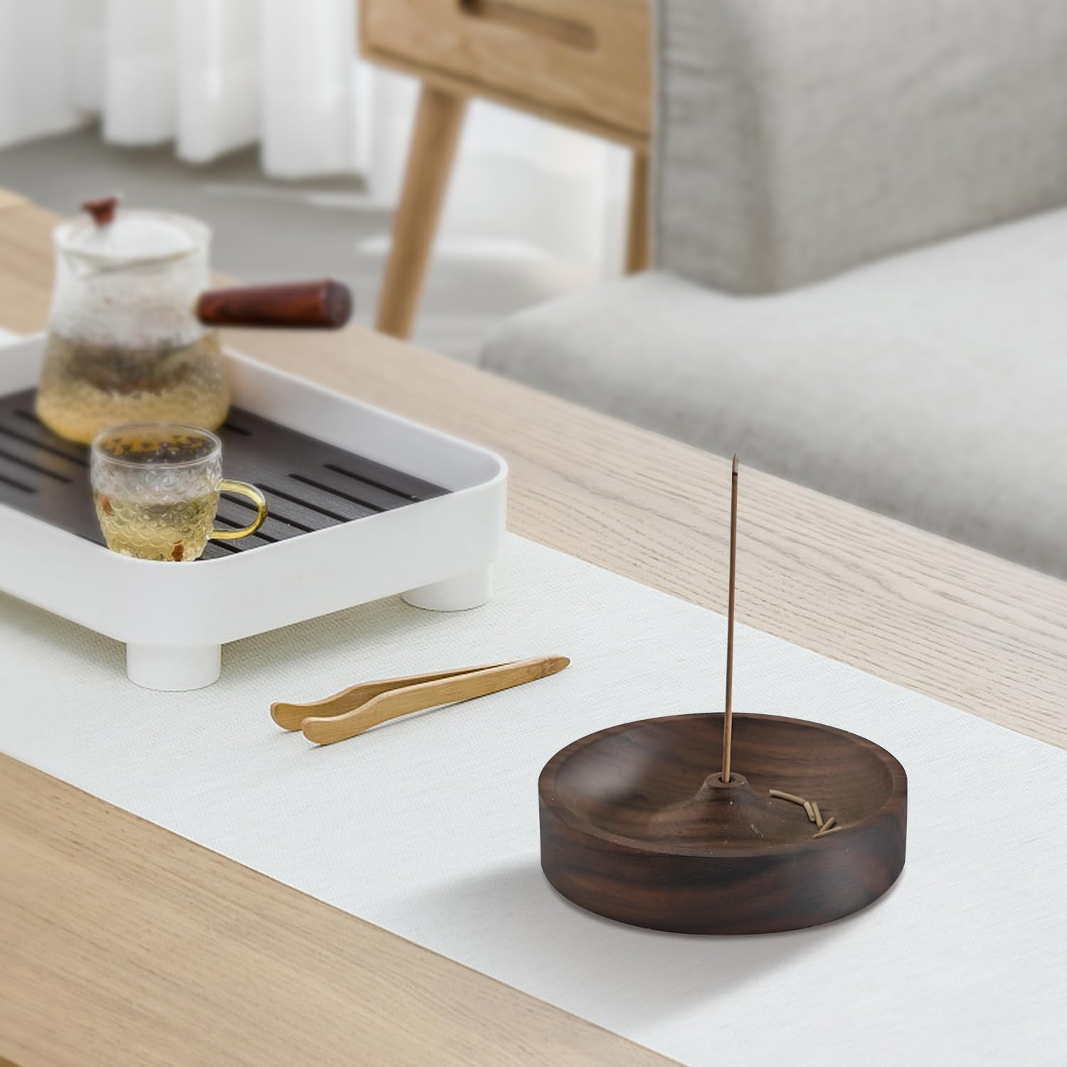 Belsea Round Wooden Incense Holder for Sticks