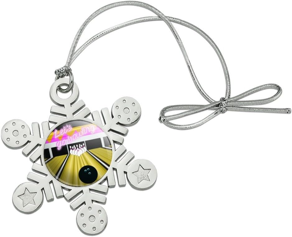 Graphics More Bowling Alley Ball Pins Metal Snowflake Christmas Tree Ornament