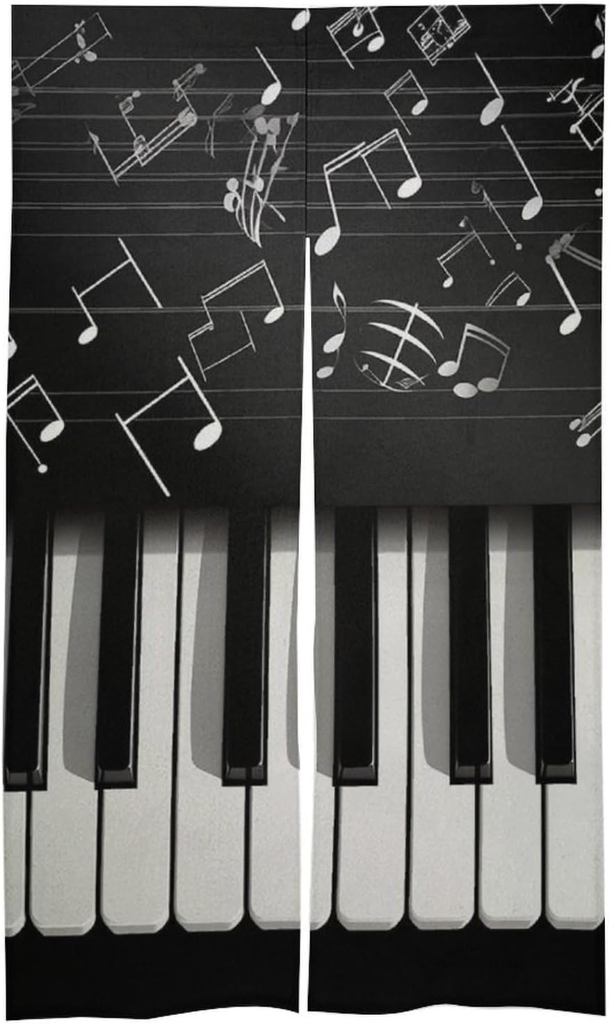 Piano Keys Door Curtain with Musical Notes 57x17 Inches
