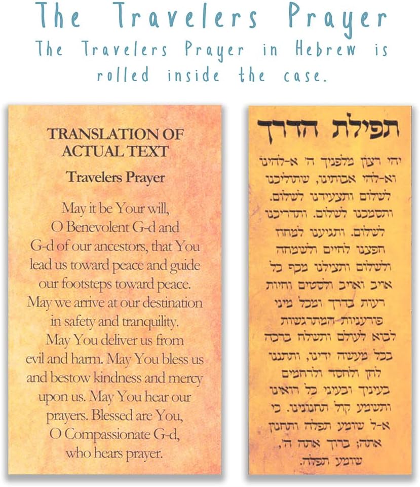 YourHolyLandStore CAR MEZUZAH with Travelers Protection Scroll - Hamsa - 7 Blessings 1