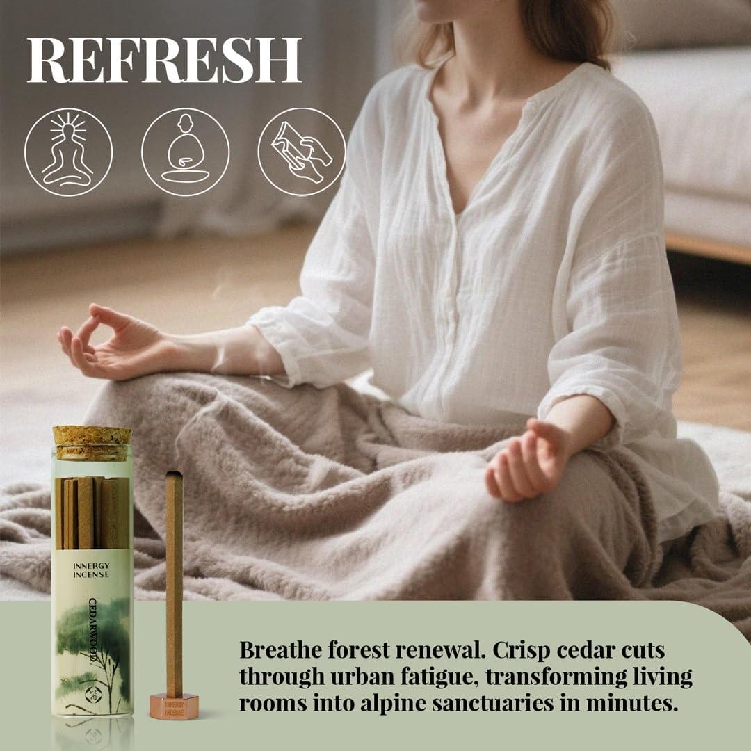 Focus Purify Cedarwood Incense Sticks with Copper Holder