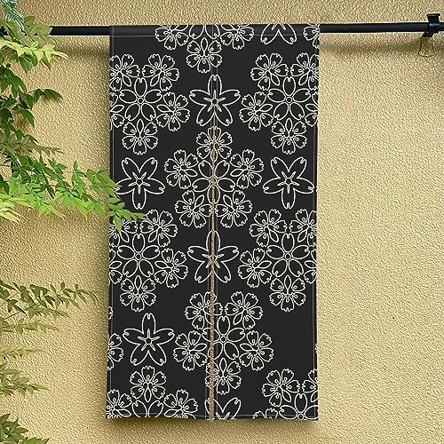 Japanese Noren Door Curtain with Petal Design 34x60 Inches