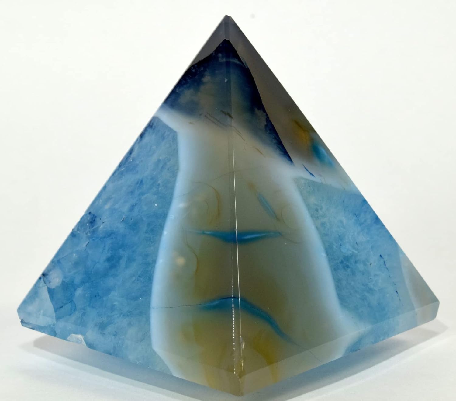 Dyed Blue Agate with Quartz Pyramid - 25 Inch Gemstone