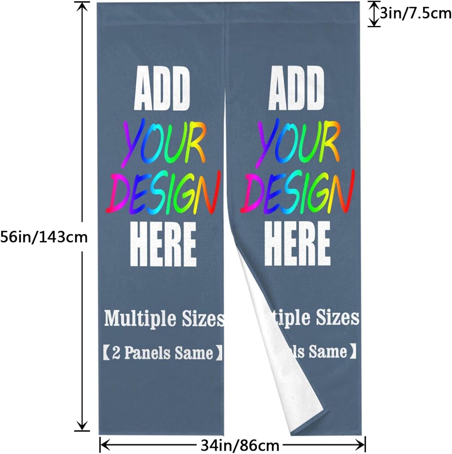 AmaPark Custom Doorway Curtain with Photo Text 2 Panels Indigo Blue