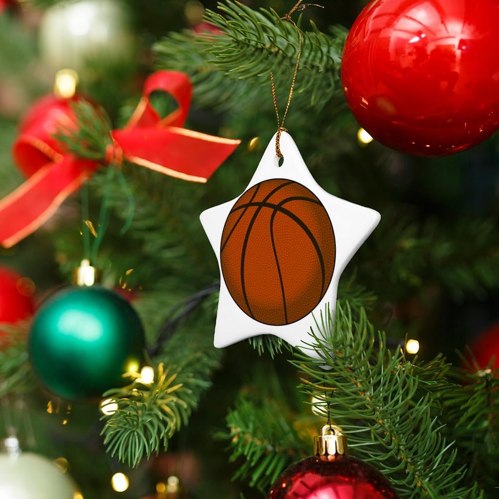 Graphics More Basketball Ball Star-Shaped Porcelain Christmas Ornament 31 Inch