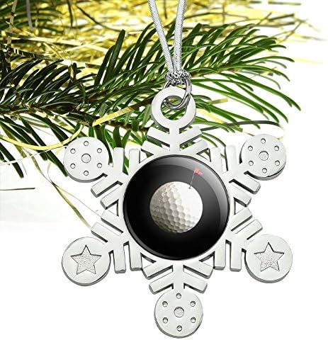 Golf Ball Moon Flag Golfing Metal Christmas Ornament