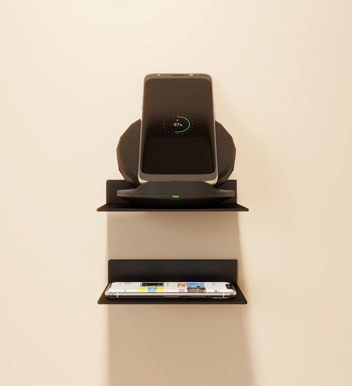 6 Inch Black Floating Shelf for Wall 30mm Thick Aluminum Alloy