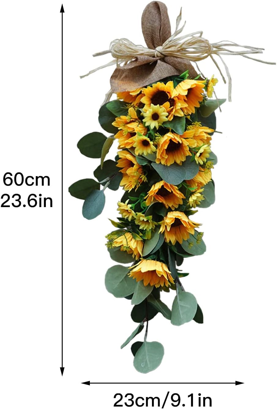 Belupai Artificial Sunflower Teardrop Swag for Front Door