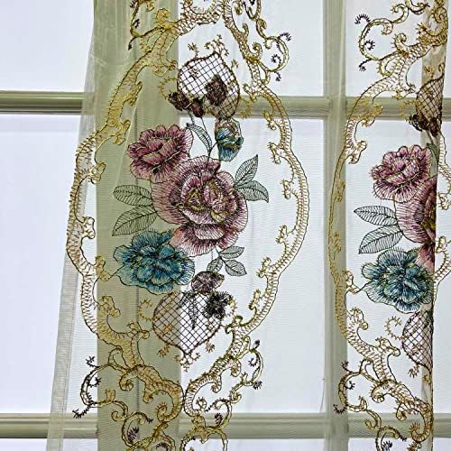 WPKIRA Royal Embroidered Sheer Curtain Panel