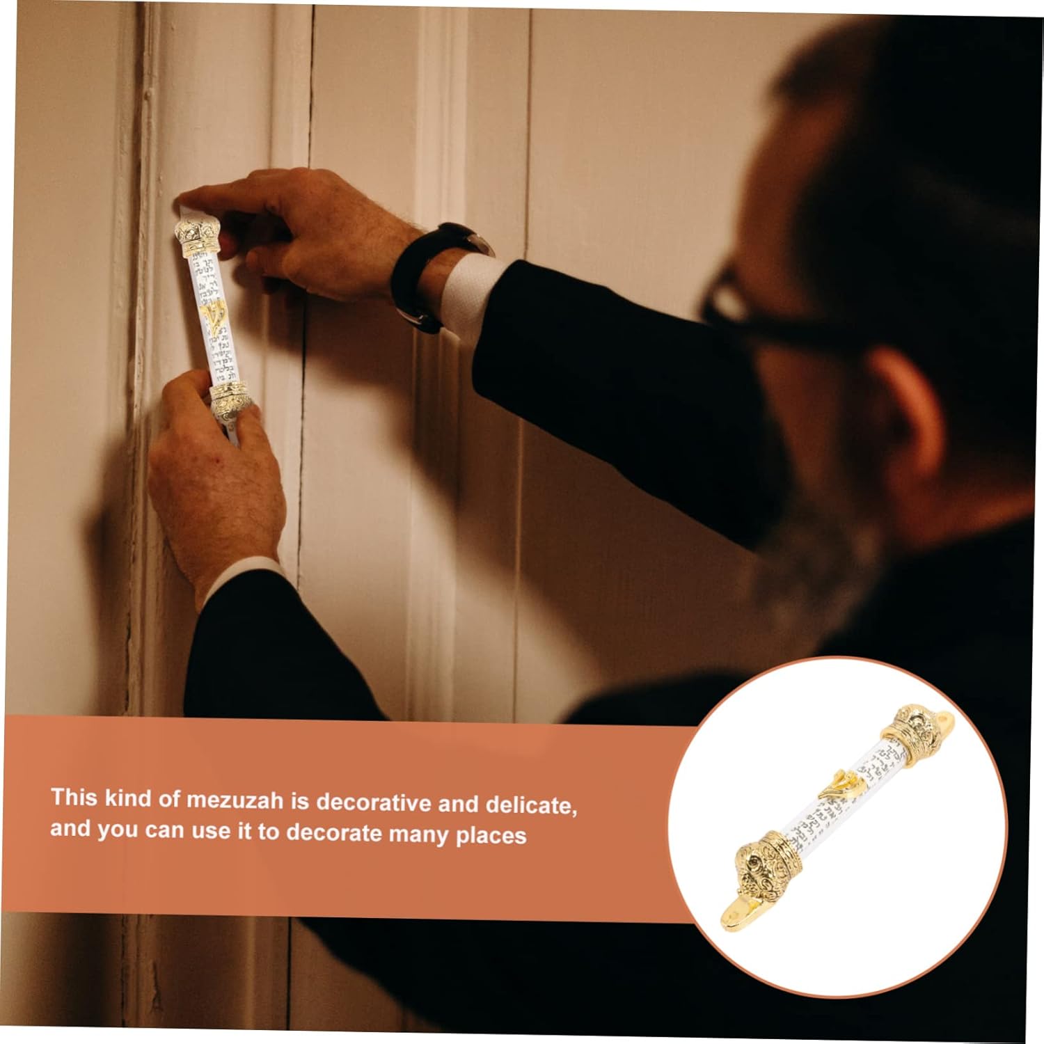 ULTECHNOVO Metal Mezuzah Door Decor with Scroll