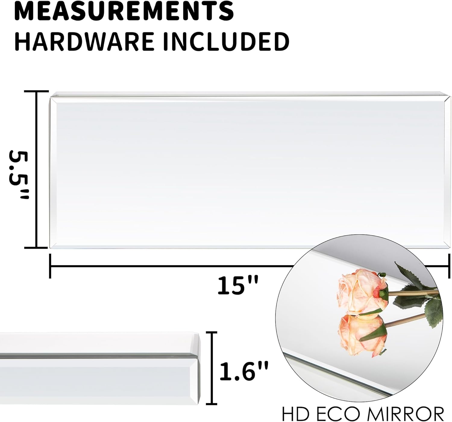 SHYFOY Mirrored Floating Shelves Set of 3 Silver