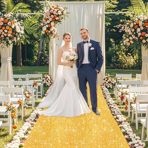 Gold Glitter Sequin Aisle Runner 2ft x 15ft