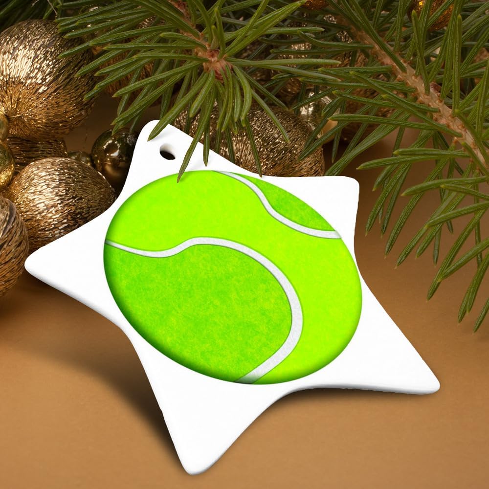 Graphics More Tennis Ball Star-Shaped Porcelain Christmas Ornament