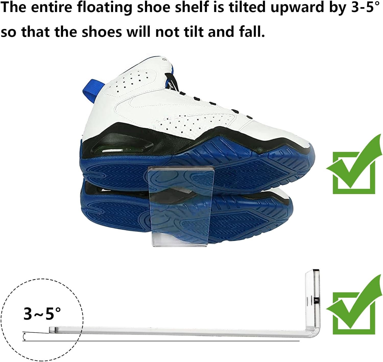 Youeon 8 Pack Floating Shoe Display Shelf for Wall
