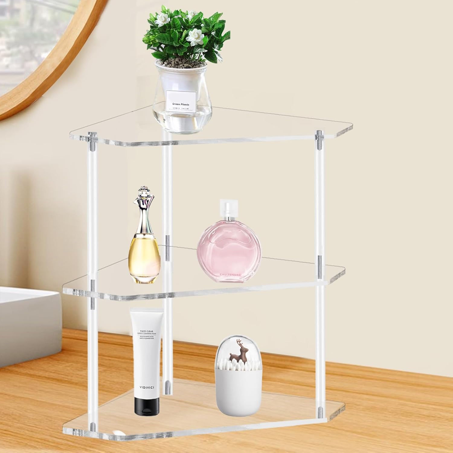 Tasybox 2 Tier Corner Shelf for Bathroom Kitchen Office