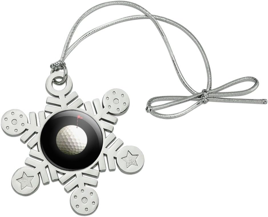 Golf Ball Moon Flag Golfing Metal Christmas Ornament