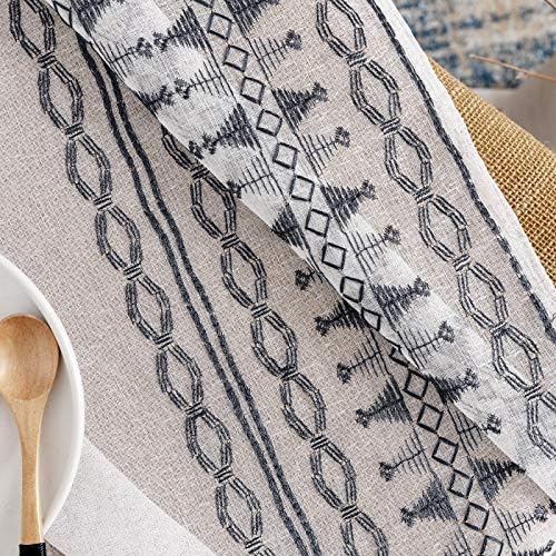 Lazzzy Sheer Curtains 84 Inch Bordered Boho Drapes Set