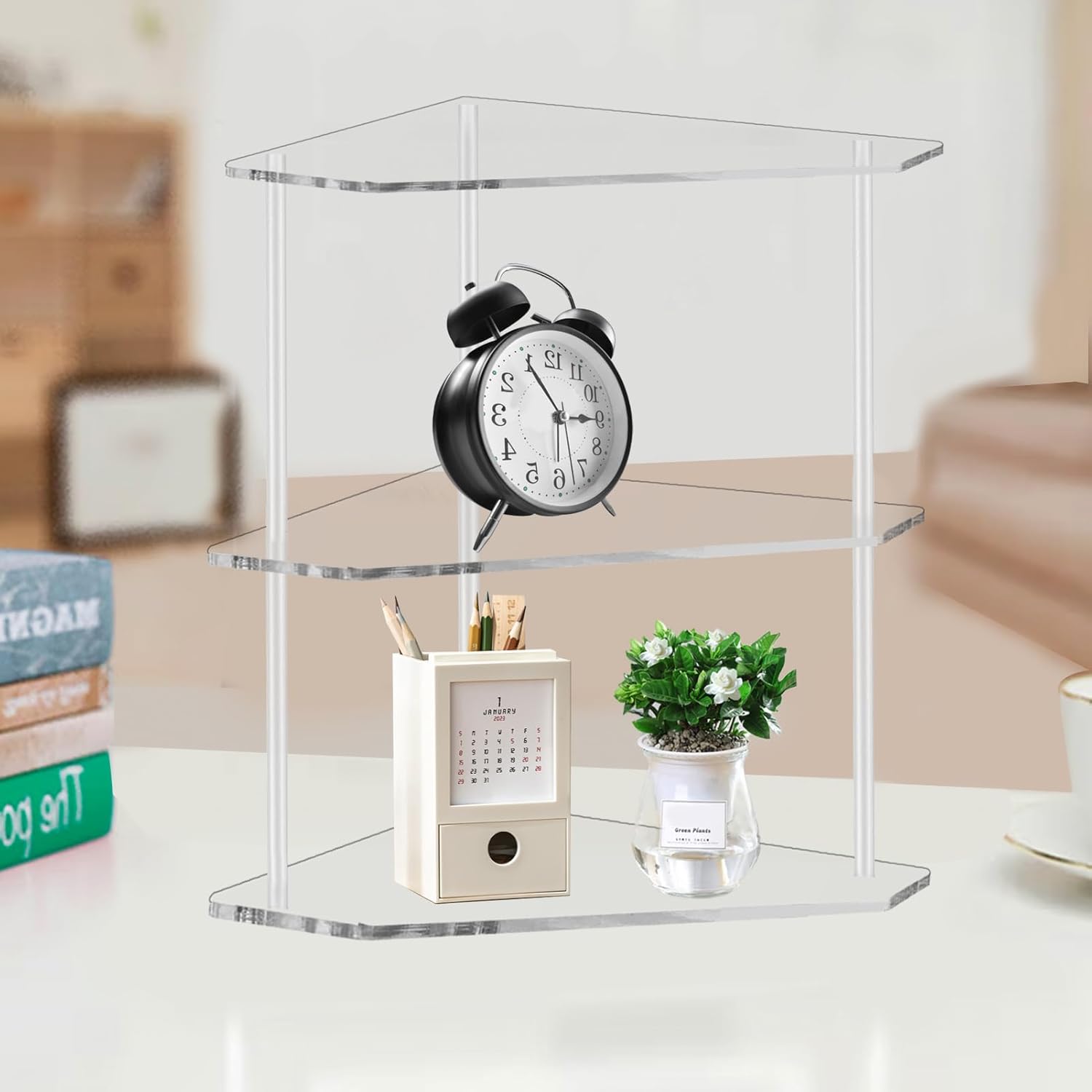 Tasybox 2 Tier Corner Shelf for Bathroom Kitchen Office