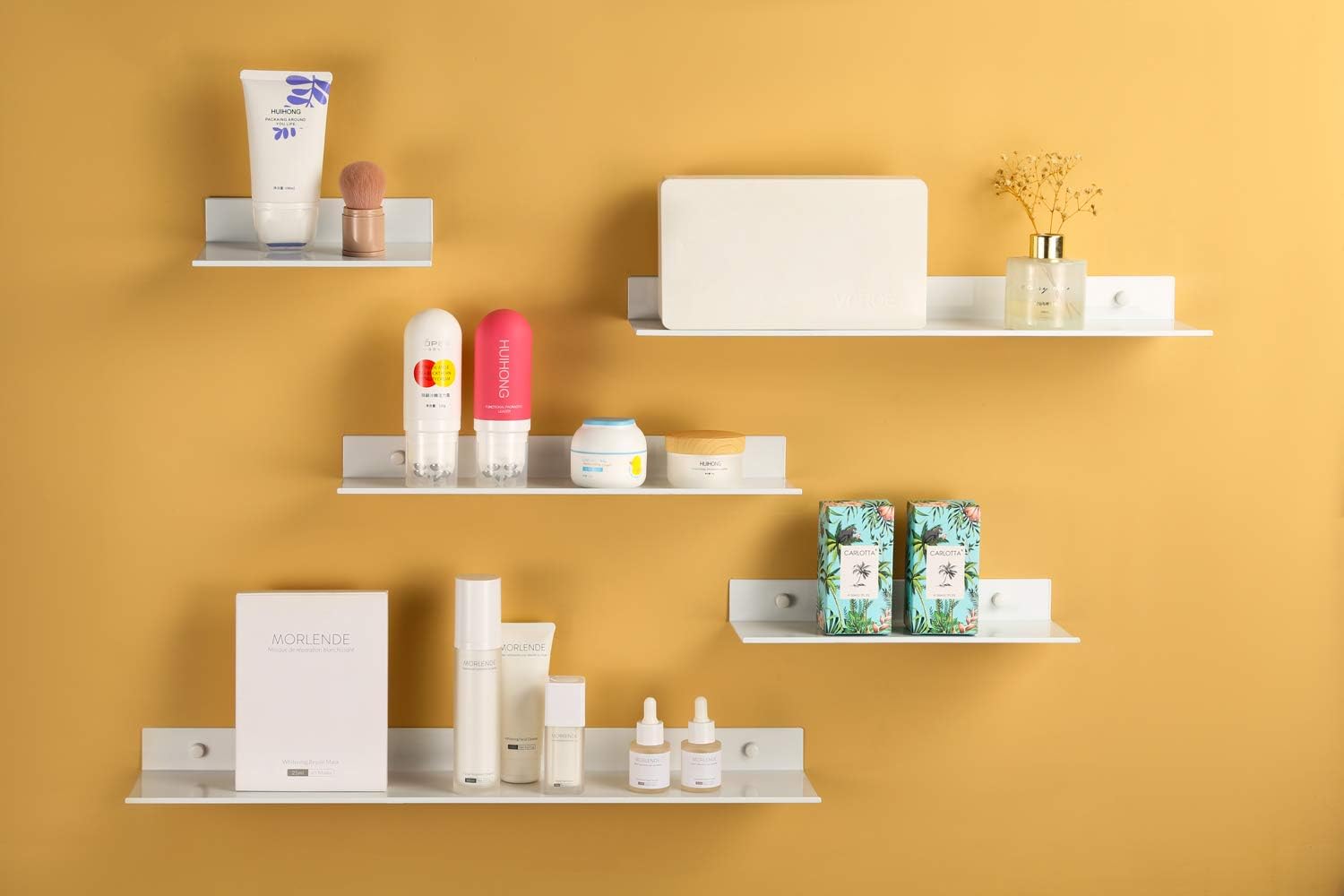 Z Metnal White Wall Shelves 2 Pack 16x5 Inch Modern Floating Bathroom Shelf