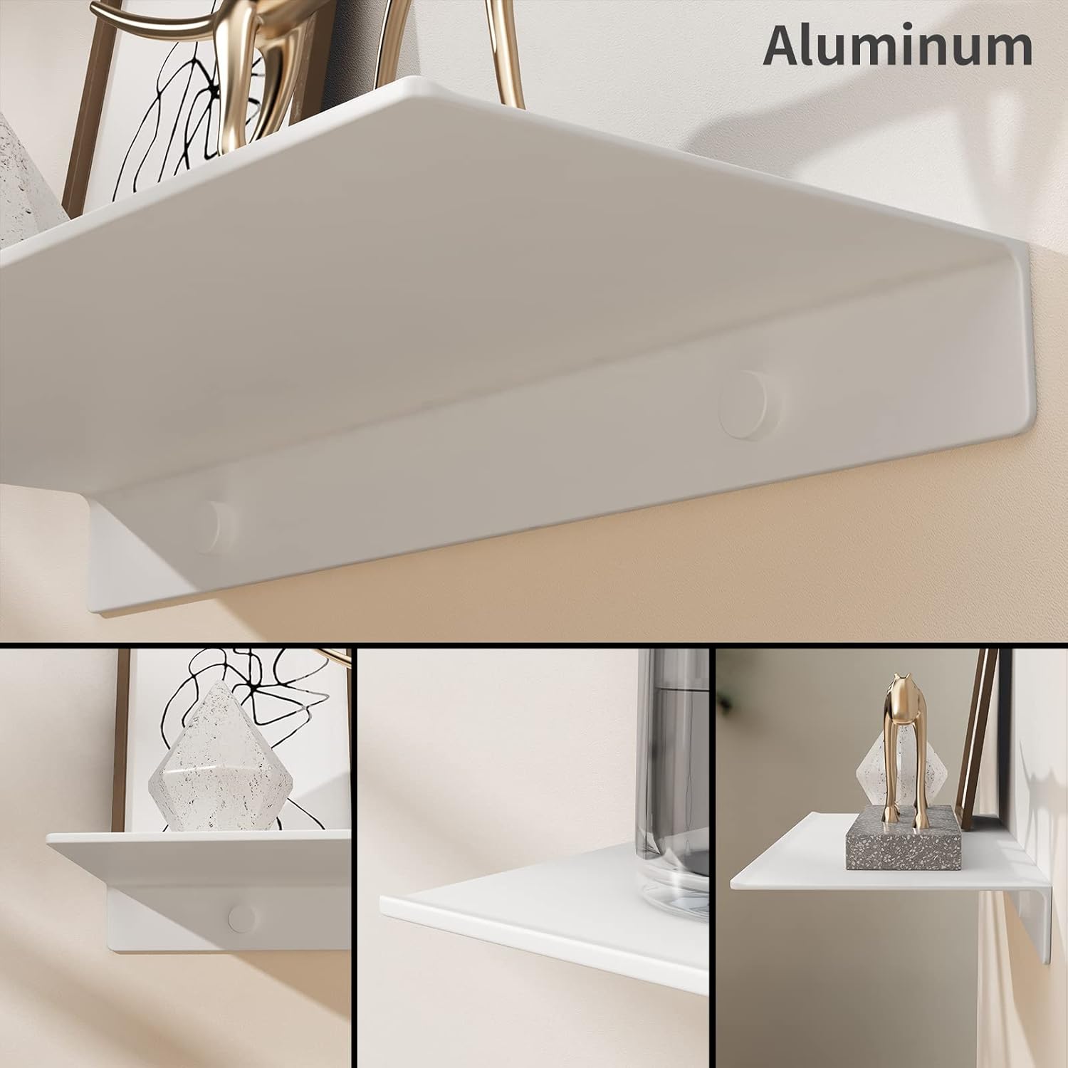 Danpoo Matte White Floating Wall Shelf - 20 Inch
