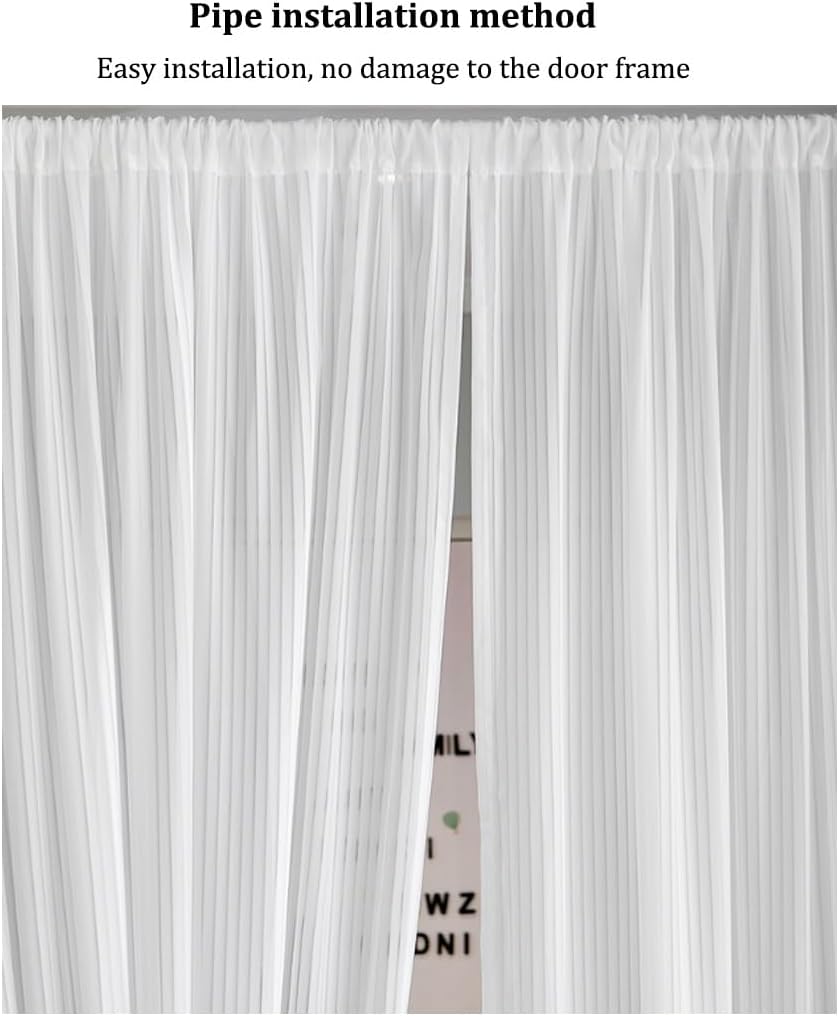 White Semi Sheer French Door Curtains 2 Pieces