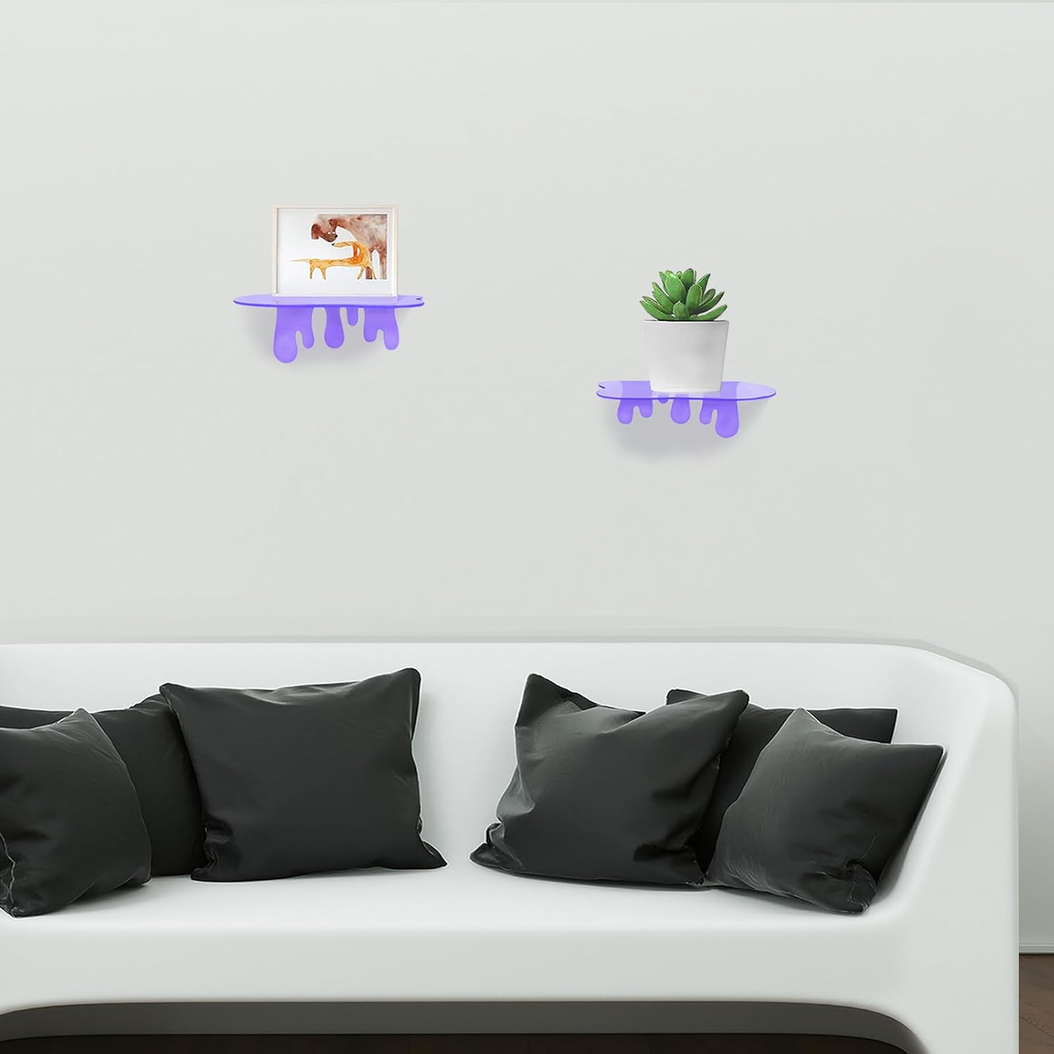 SetGame 2-Pack Purple Floating Wall Shelf