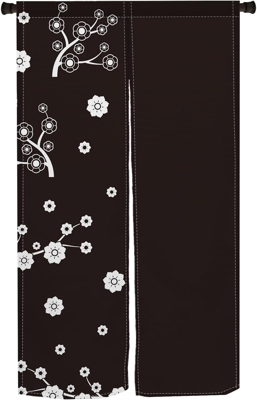 Japanese Noren Door Curtain with Cartoon Flower Pattern