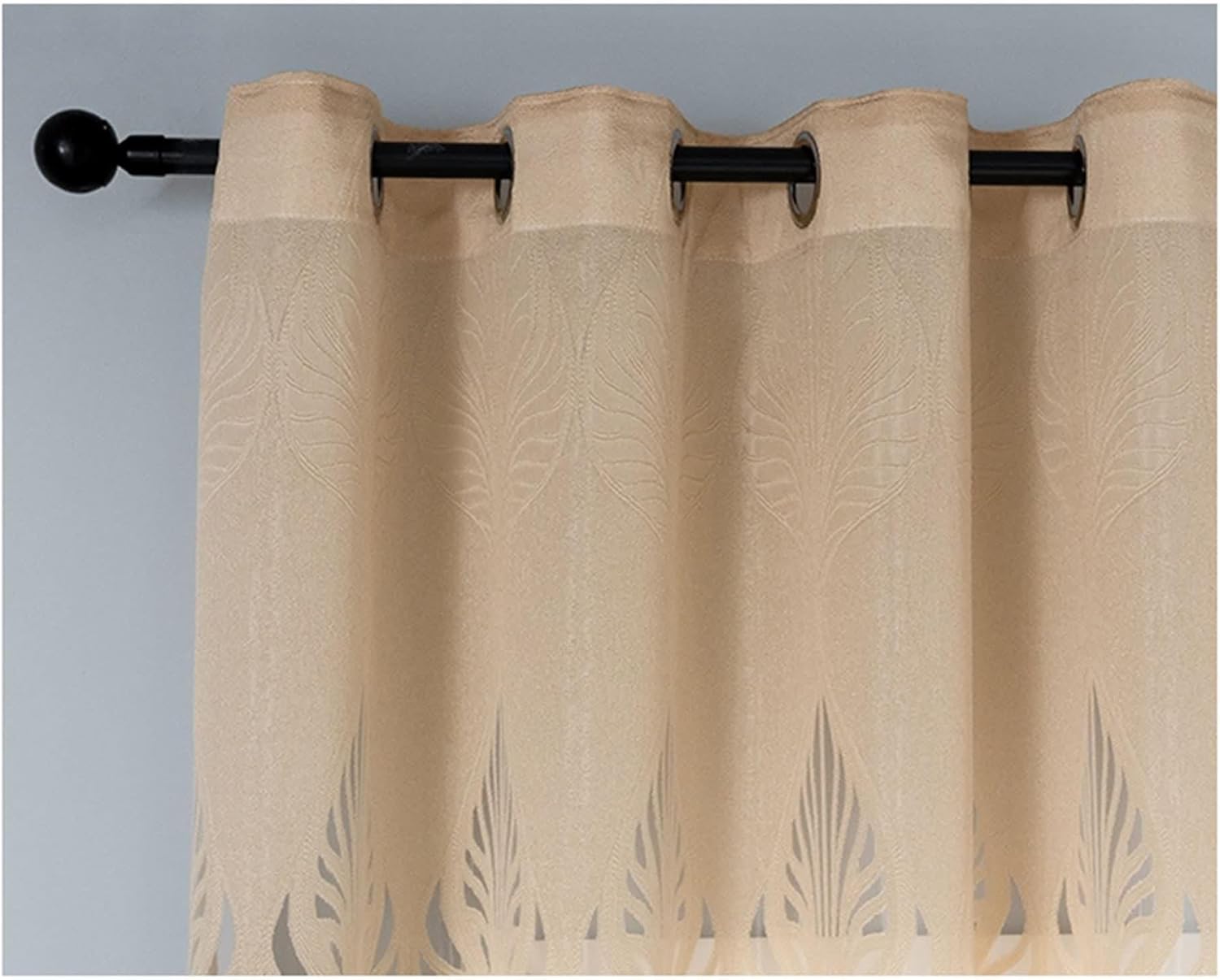 Yellow Modern Curtains with Leaves Pattern 2 Panels 52x108 Inch